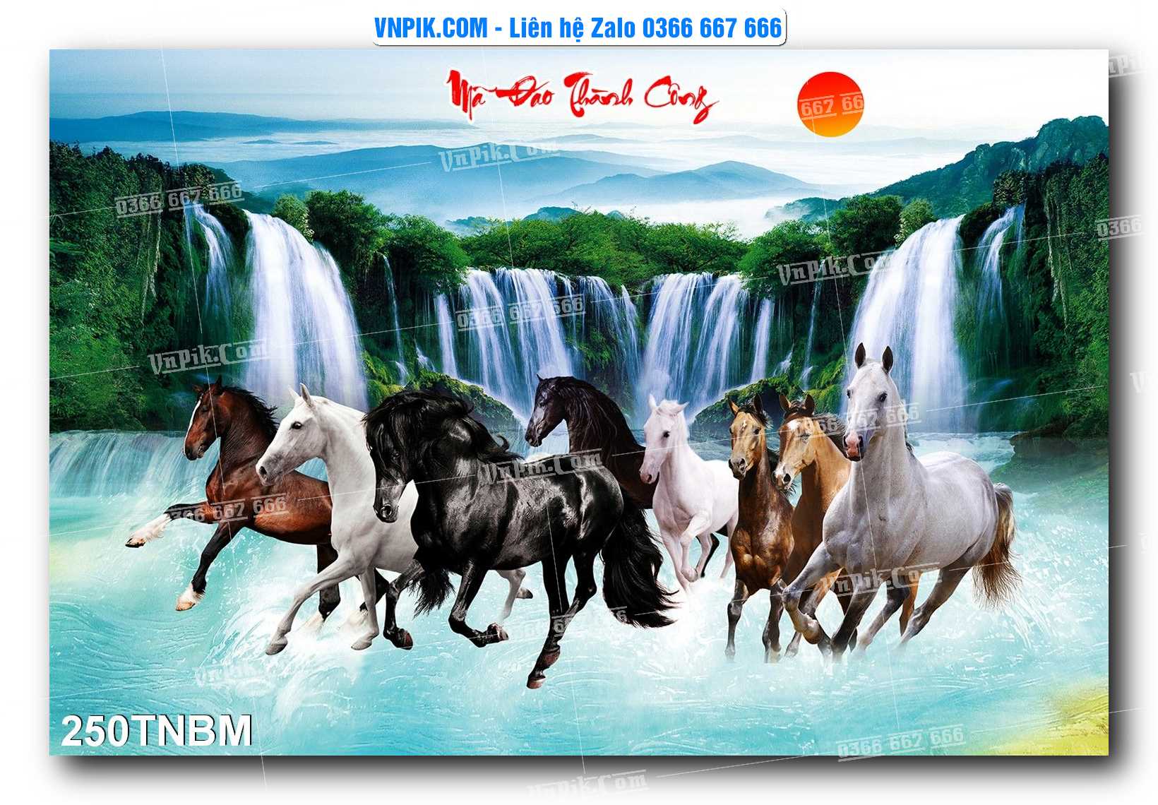 Tranh Ngựa Bát Mã – Mã Đáo Thành Công Mã File 250TNBM