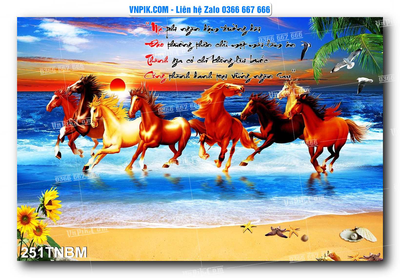 Tranh Ngựa Bát Mã – Mã Đáo Thành Công Mã File 251TNBM