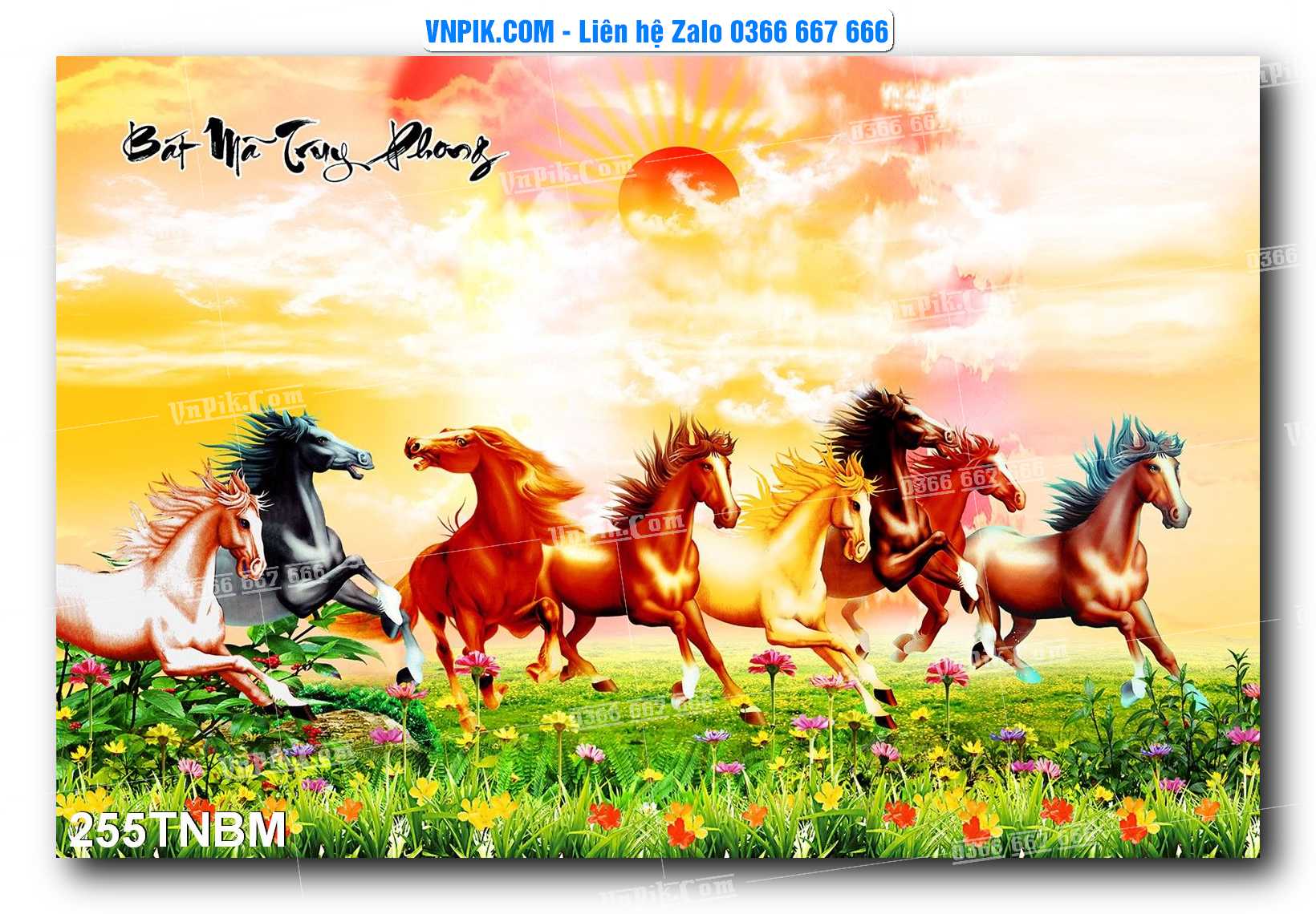 Tranh Ngựa Bát Mã – Mã Đáo Thành Công Mã File 255TNBM