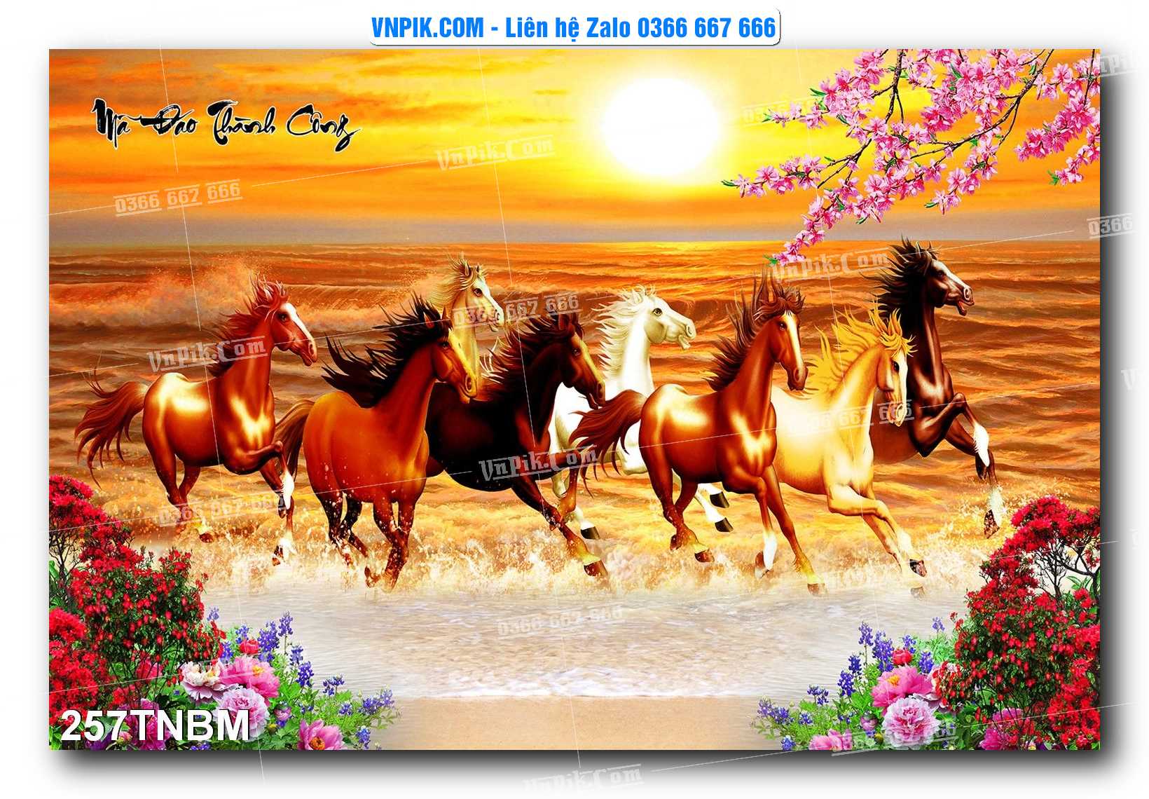 Tranh Ngựa Bát Mã – Mã Đáo Thành Công Mã File 257TNBM