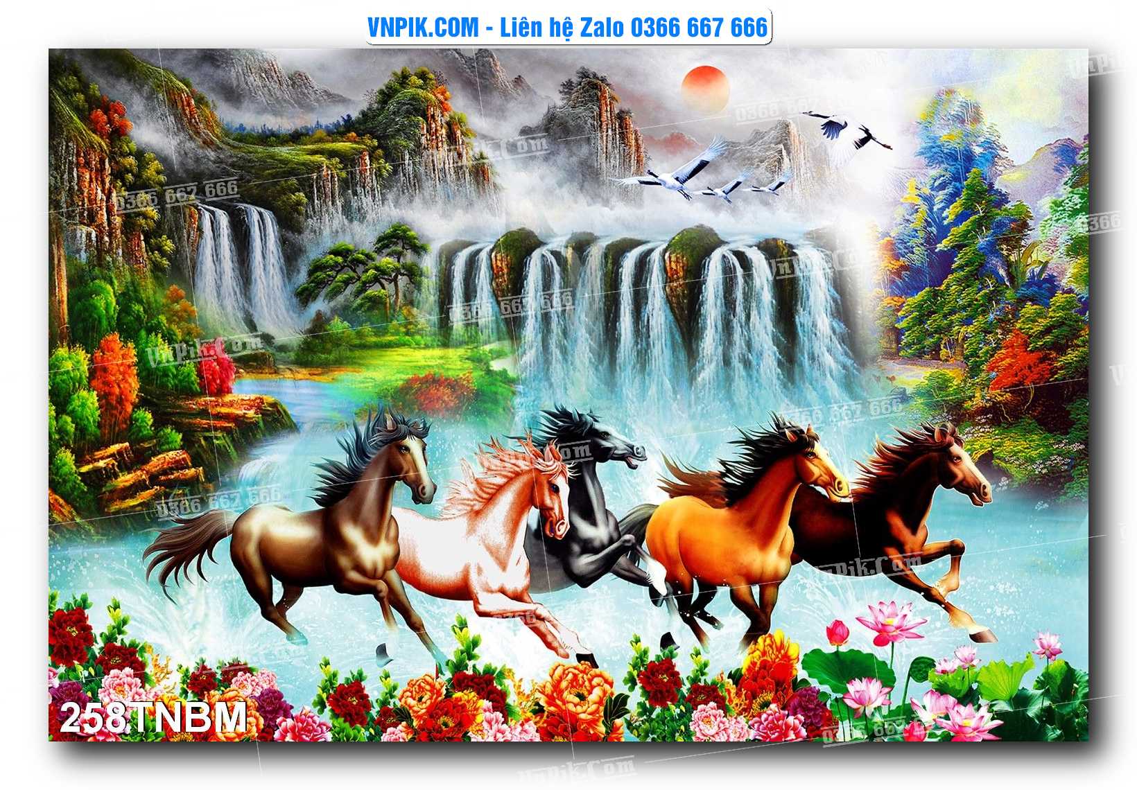 Tranh Ngựa Bát Mã – Mã Đáo Thành Công Mã File 258TNBM