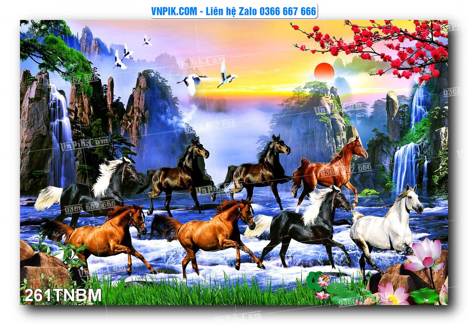 Tranh Ngựa Bát Mã – Mã Đáo Thành Công Mã File 261TNBM