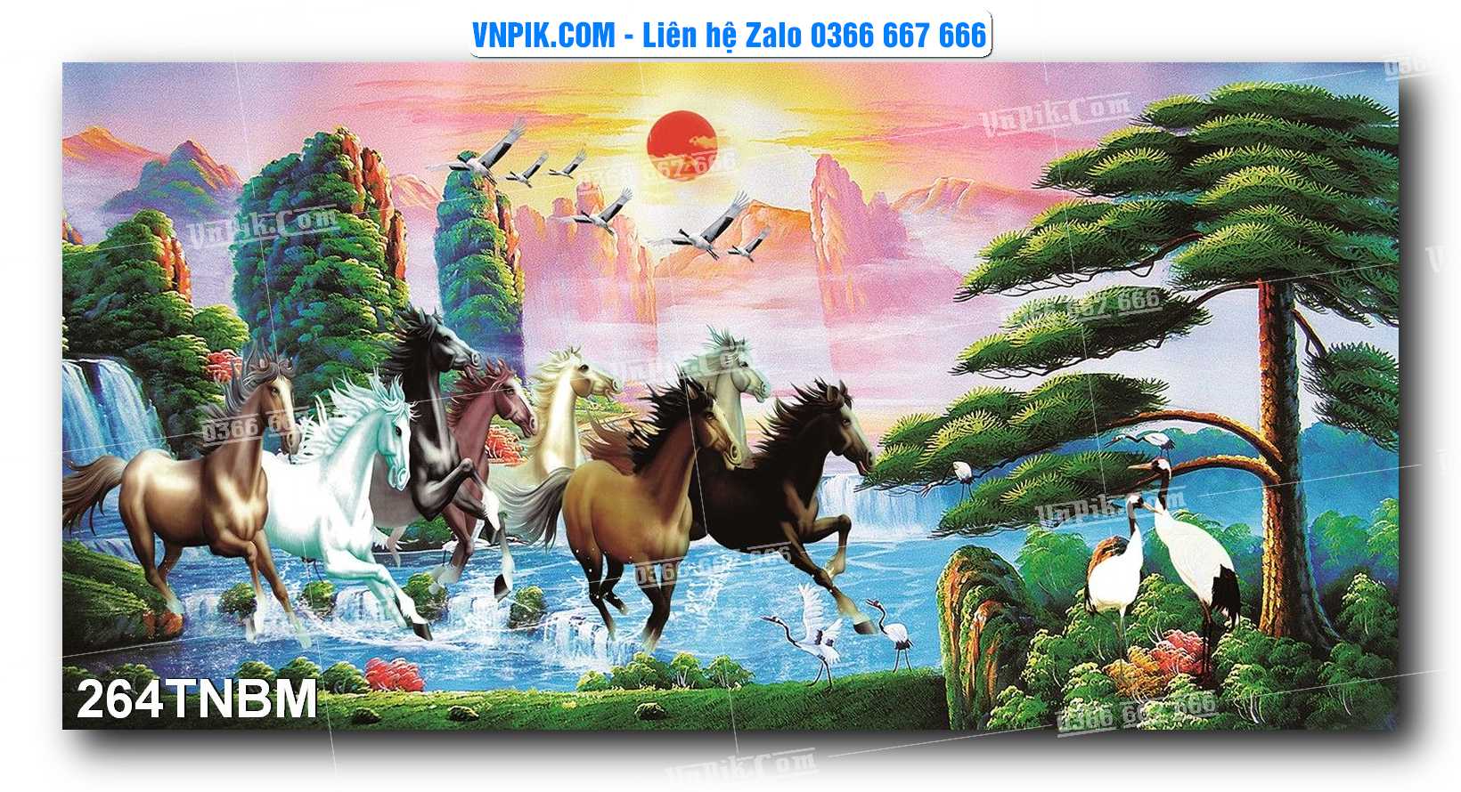 Tranh Ngựa Bát Mã – Mã Đáo Thành Công Mã File 264TNBM