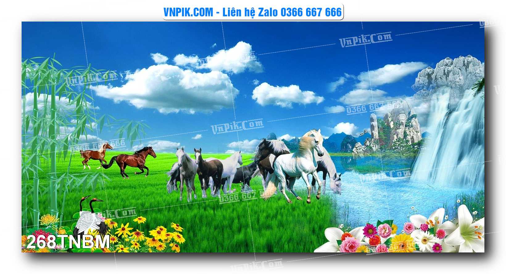 Tranh Ngựa Bát Mã – Mã Đáo Thành Công Mã File 268TNBM