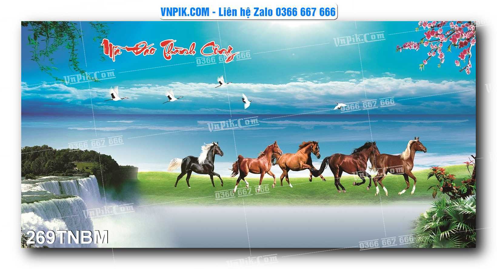 Tranh Ngựa Bát Mã – Mã Đáo Thành Công Mã File 269TNBM
