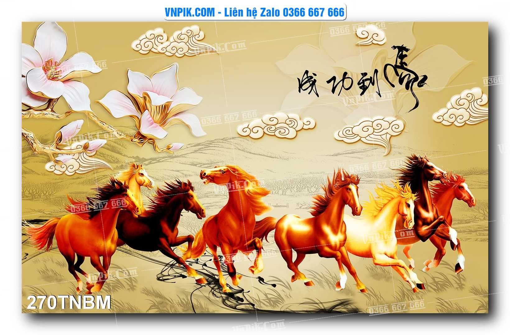 Tranh Ngựa Bát Mã – Mã Đáo Thành Công Mã File 270TNBM