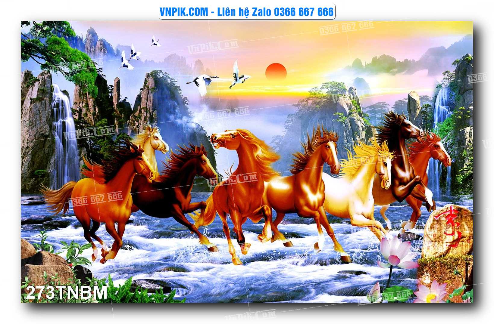 Tranh Ngựa Bát Mã – Mã Đáo Thành Công Mã File 273TNBM