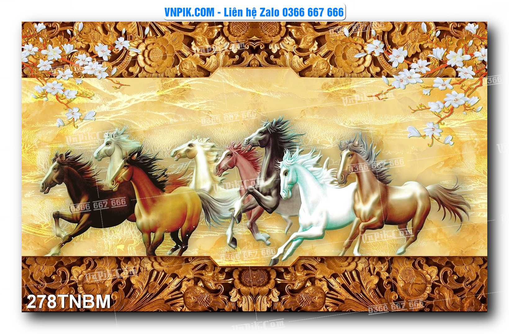 Tranh Ngựa Bát Mã – Mã Đáo Thành Công Mã File 278TNBM