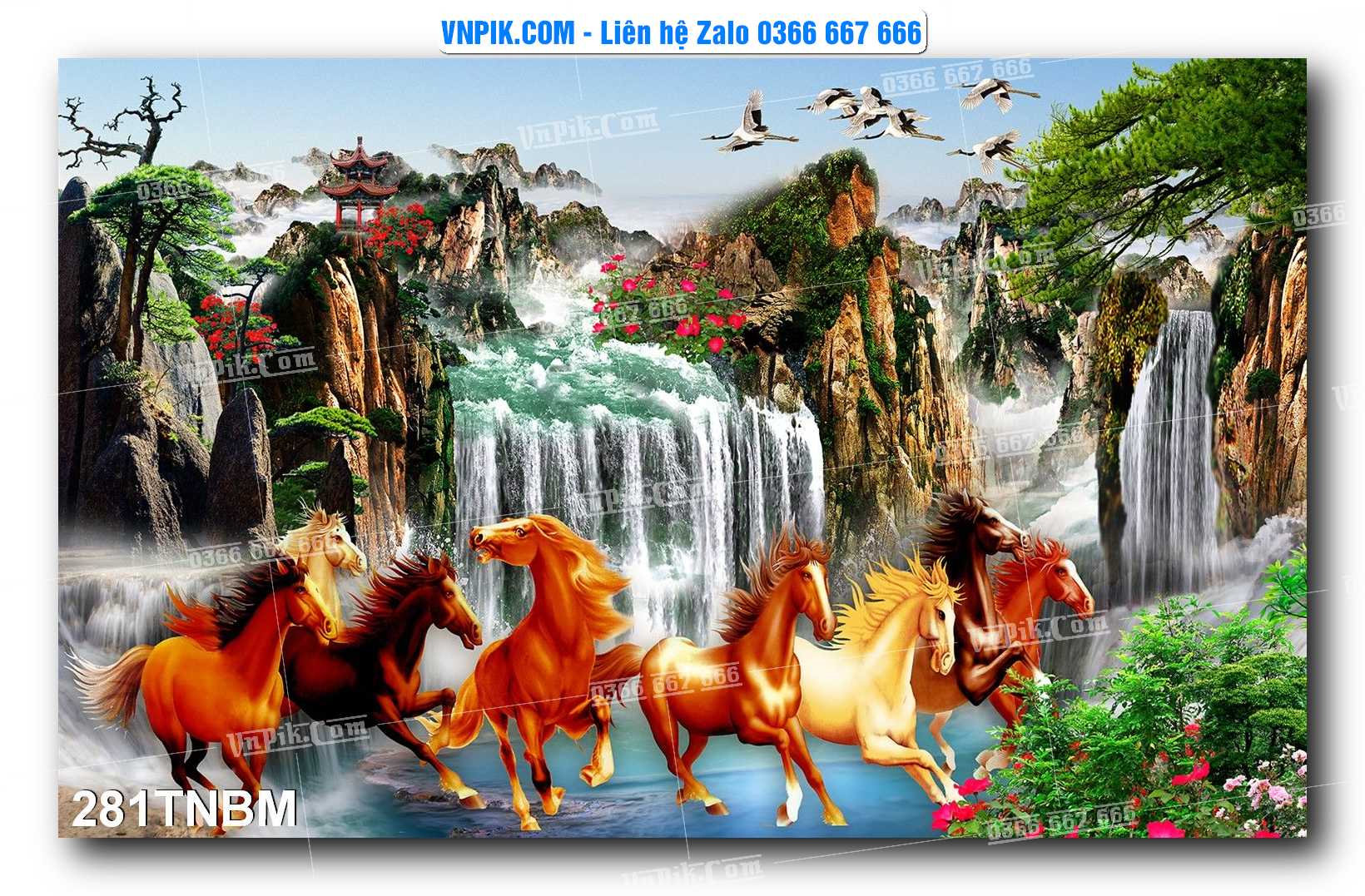 Tranh Ngựa Bát Mã – Mã Đáo Thành Công Mã File 281TNBM
