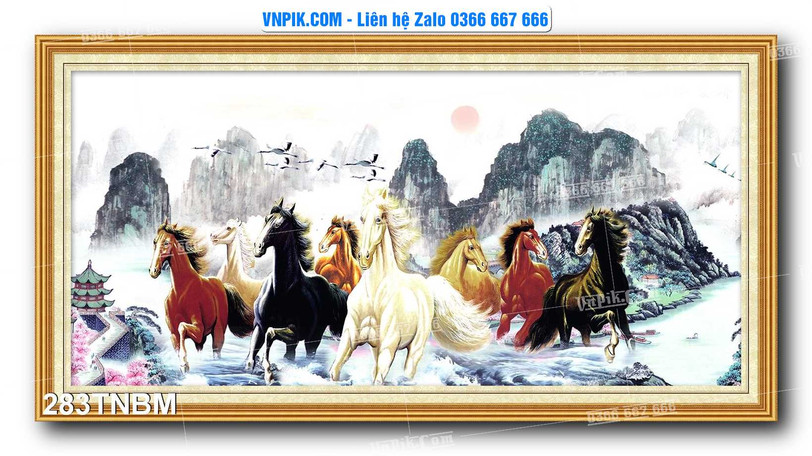 Tranh Ngựa Bát Mã – Mã Đáo Thành Công Mã File 283TNBM