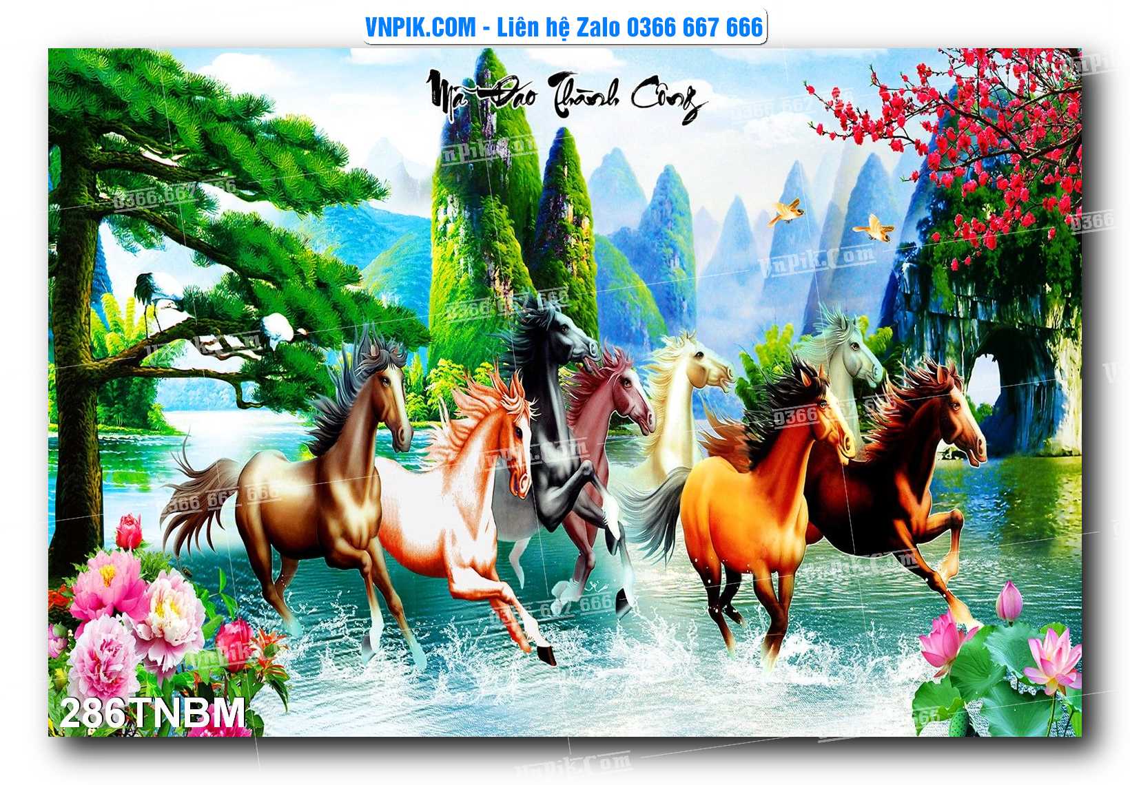 Tranh Ngựa Bát Mã – Mã Đáo Thành Công Mã File 286TNBM