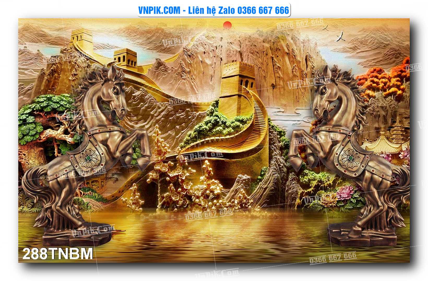 Tranh Ngựa Bát Mã – Mã Đáo Thành Công Mã File 288TNBM