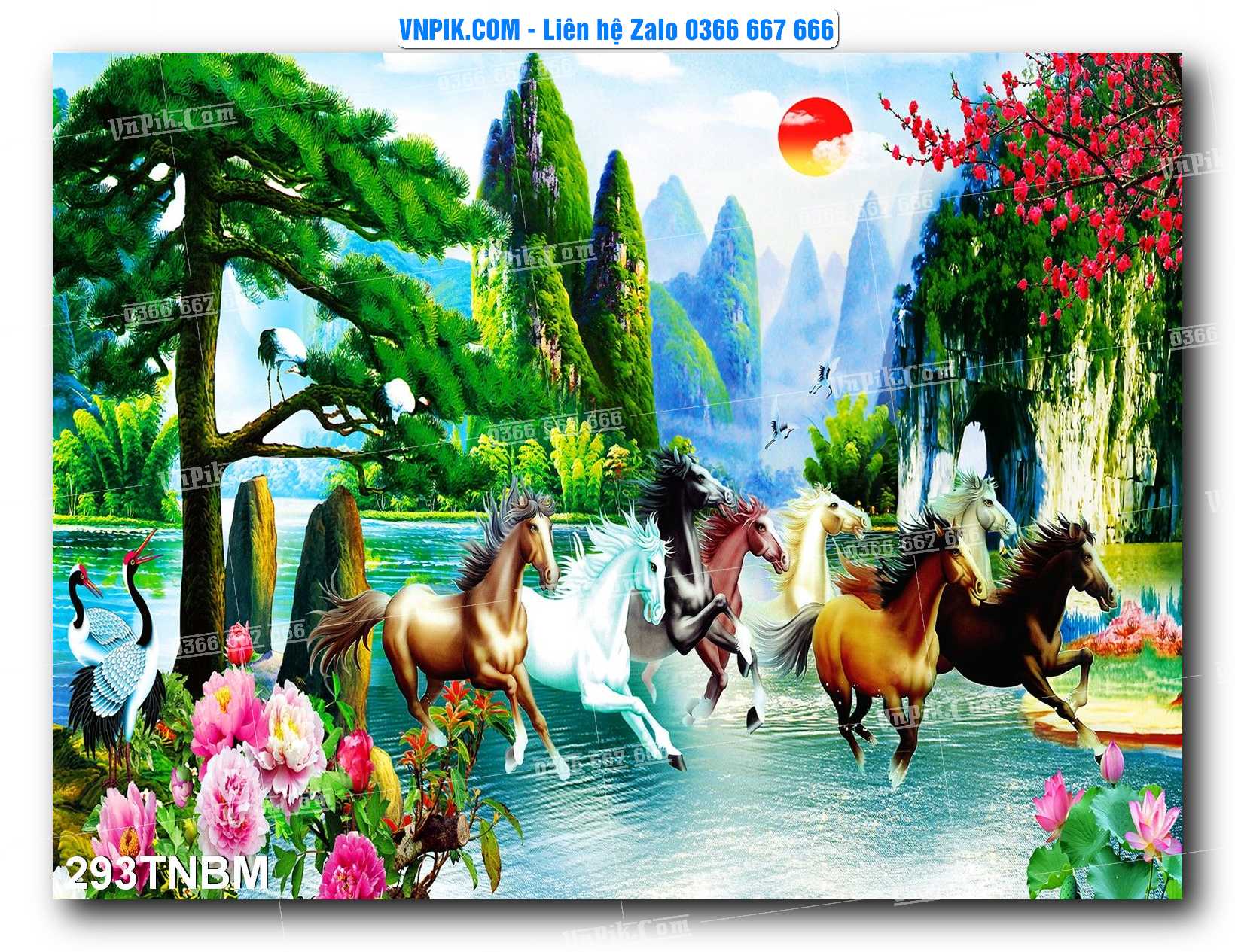Tranh Ngựa Bát Mã – Mã Đáo Thành Công Mã File 293TNBM