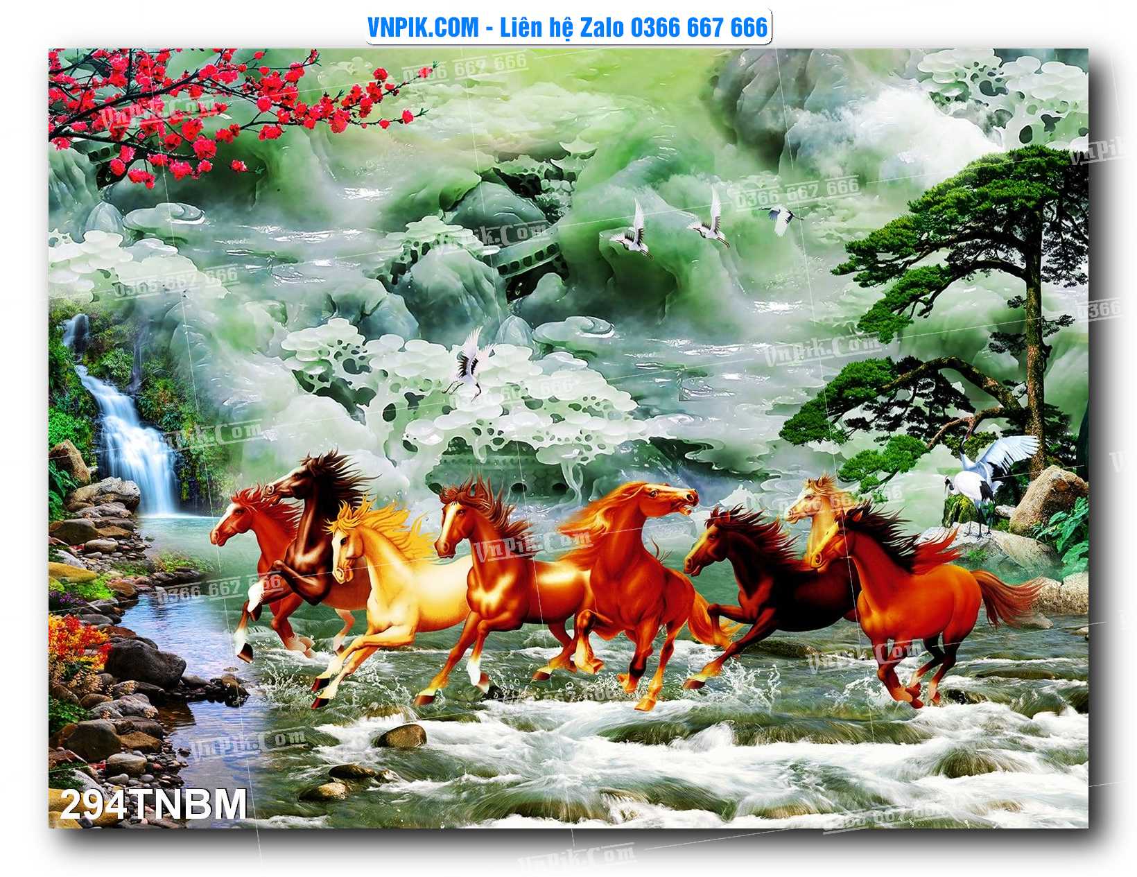 Tranh Ngựa Bát Mã – Mã Đáo Thành Công Mã File 294TNBM