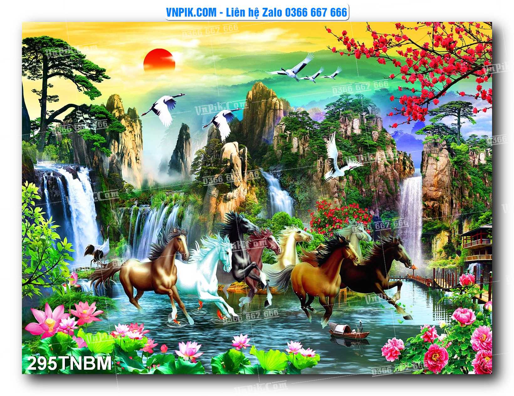 Tranh Ngựa Bát Mã – Mã Đáo Thành Công Mã File 295TNBM