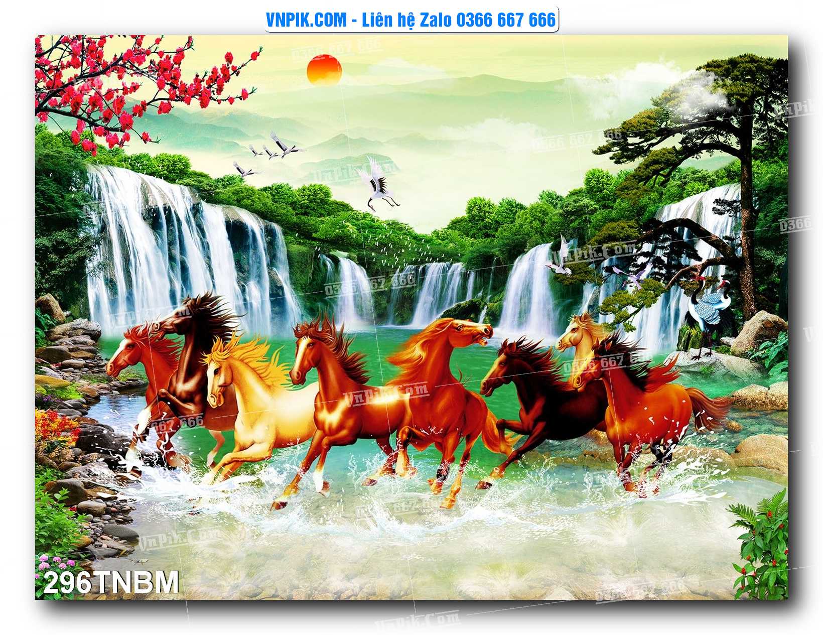 Tranh Ngựa Bát Mã – Mã Đáo Thành Công Mã File 296TNBM