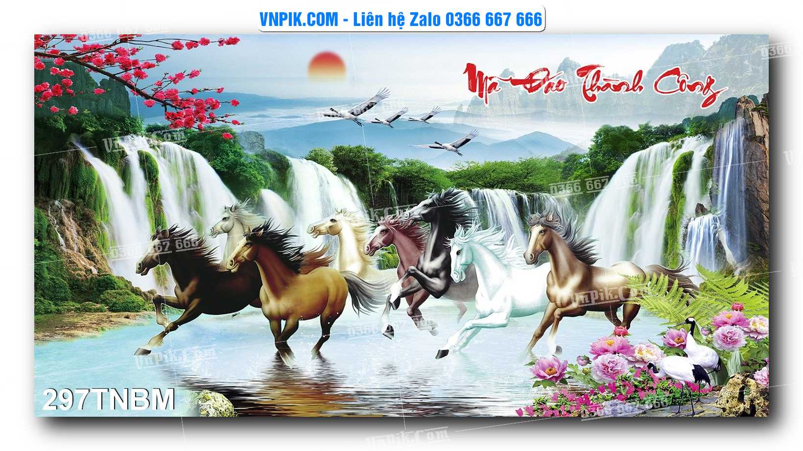 Tranh Ngựa Bát Mã – Mã Đáo Thành Công Mã File 297TNBM
