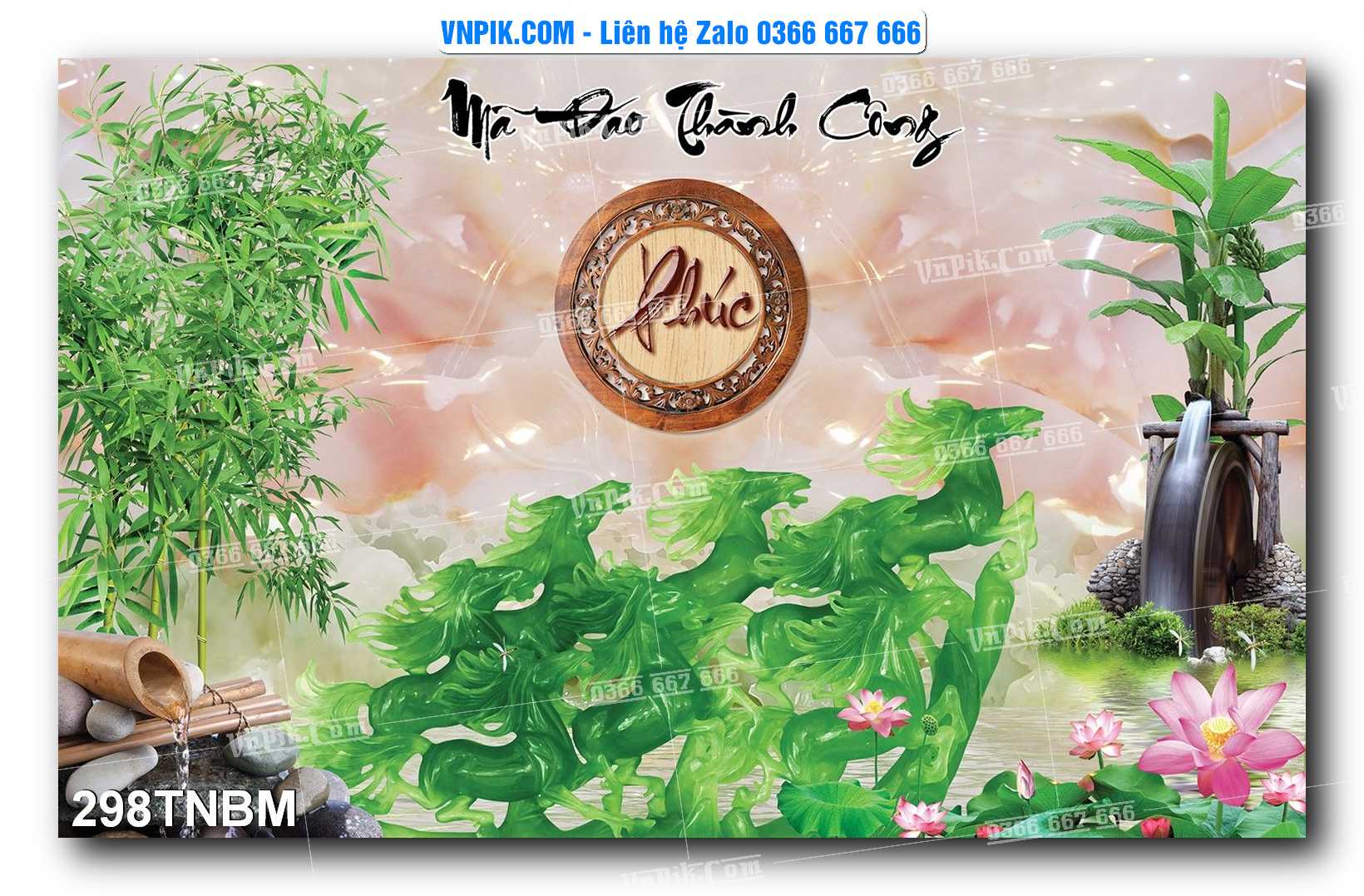 Tranh Ngựa Bát Mã – Mã Đáo Thành Công Mã File 298TNBM
