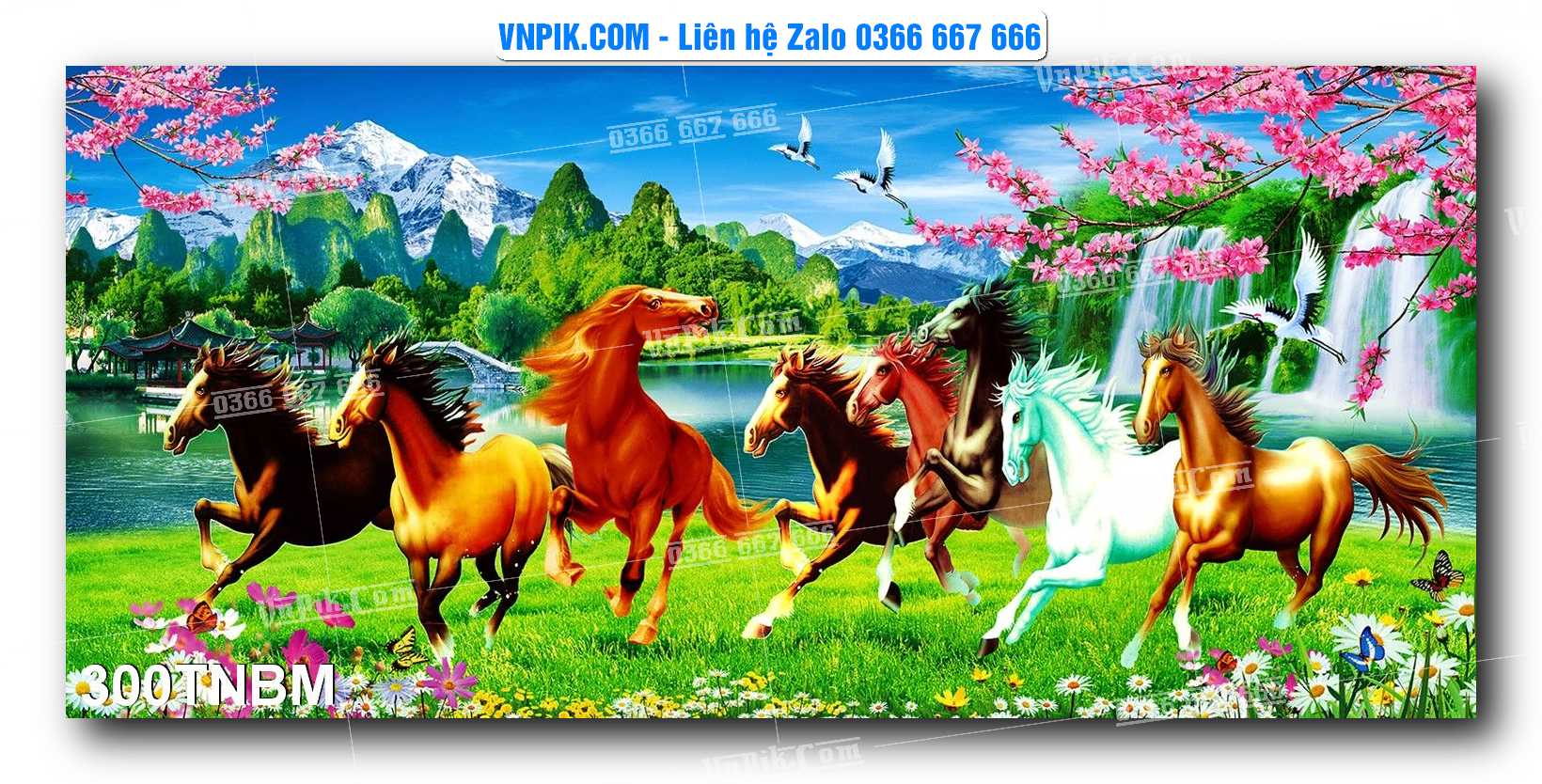 Tranh Ngựa Bát Mã – Mã Đáo Thành Công Mã File 300TNBM