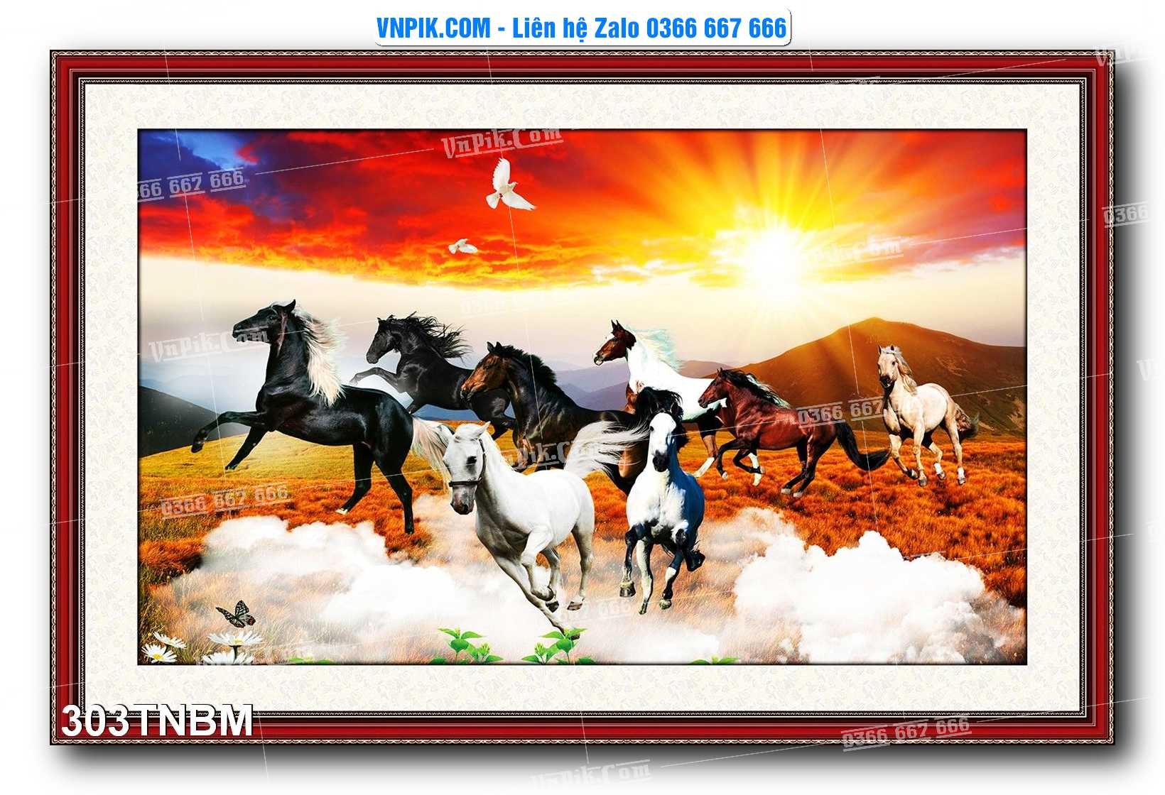Tranh Ngựa Bát Mã – Mã Đáo Thành Công Mã File 303TNBM
