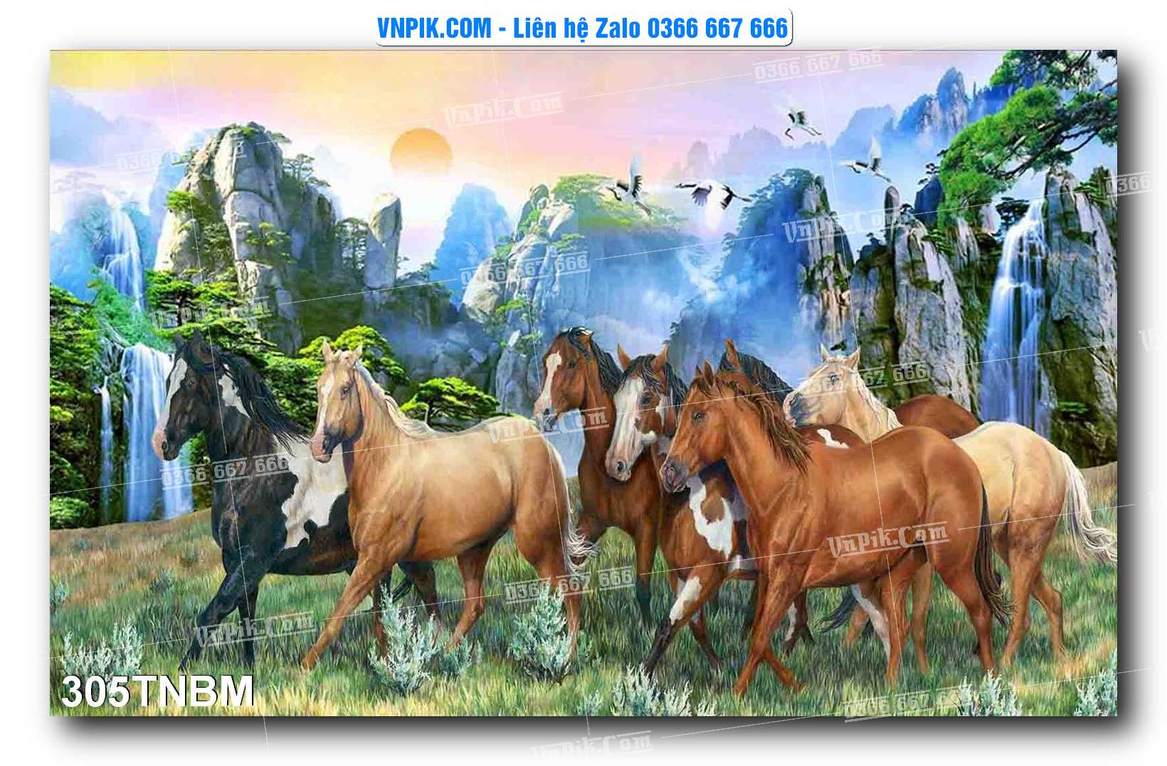 Tranh Ngựa Bát Mã – Mã Đáo Thành Công Mã File 305TNBM
