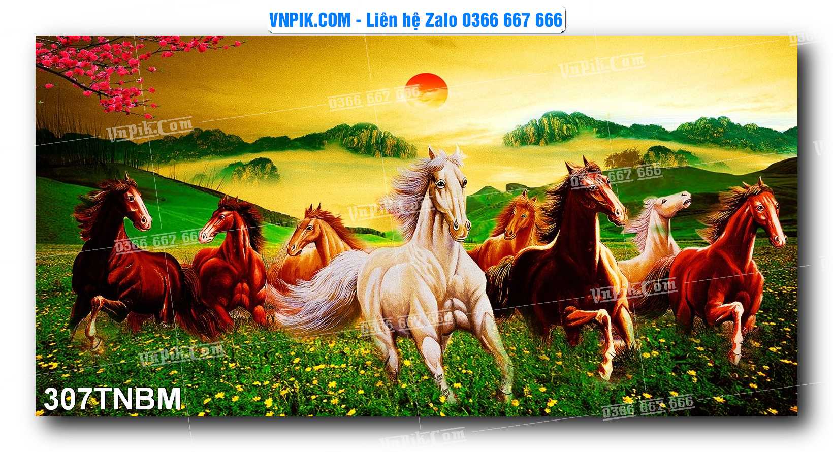 Tranh Ngựa Bát Mã – Mã Đáo Thành Công Mã File 307TNBM