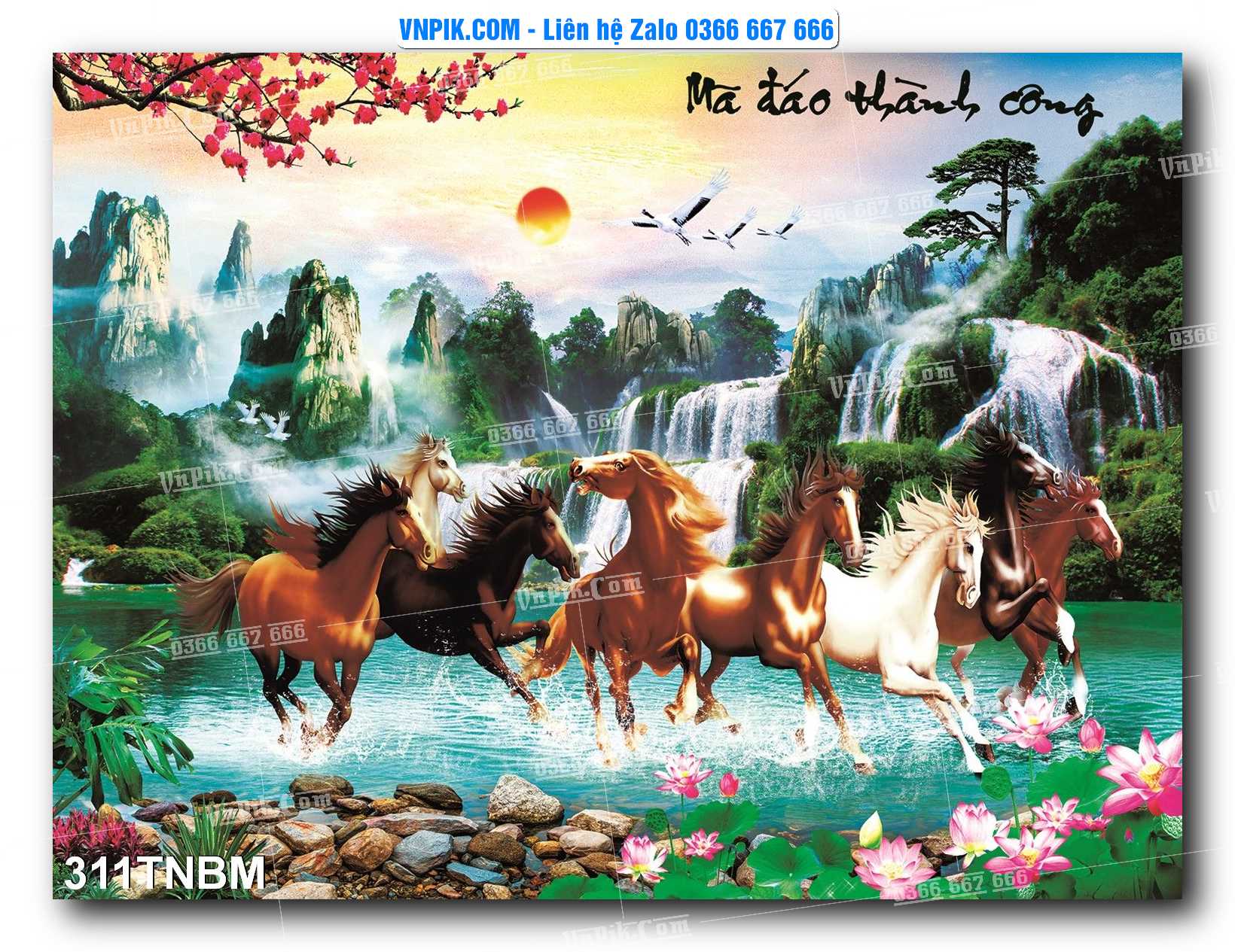 Tranh Ngựa Bát Mã – Mã Đáo Thành Công Mã File 311TNBM