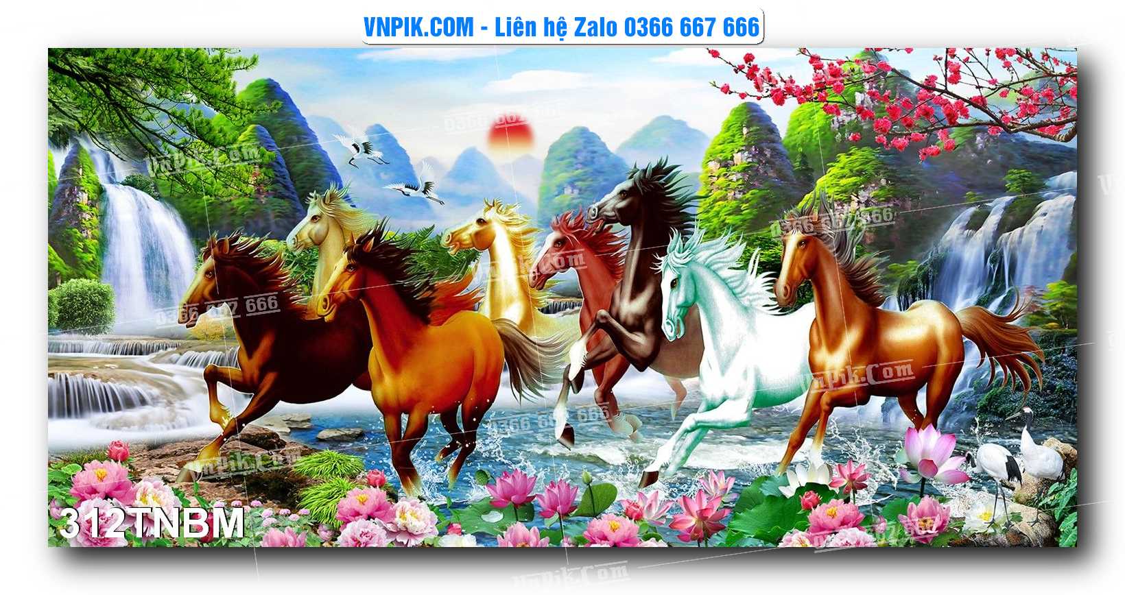 Tranh Ngựa Bát Mã – Mã Đáo Thành Công Mã File 312TNBM