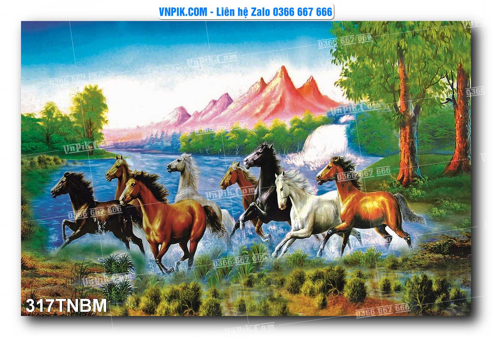 Tranh Ngựa Bát Mã – Mã Đáo Thành Công Mã File 317TNBM