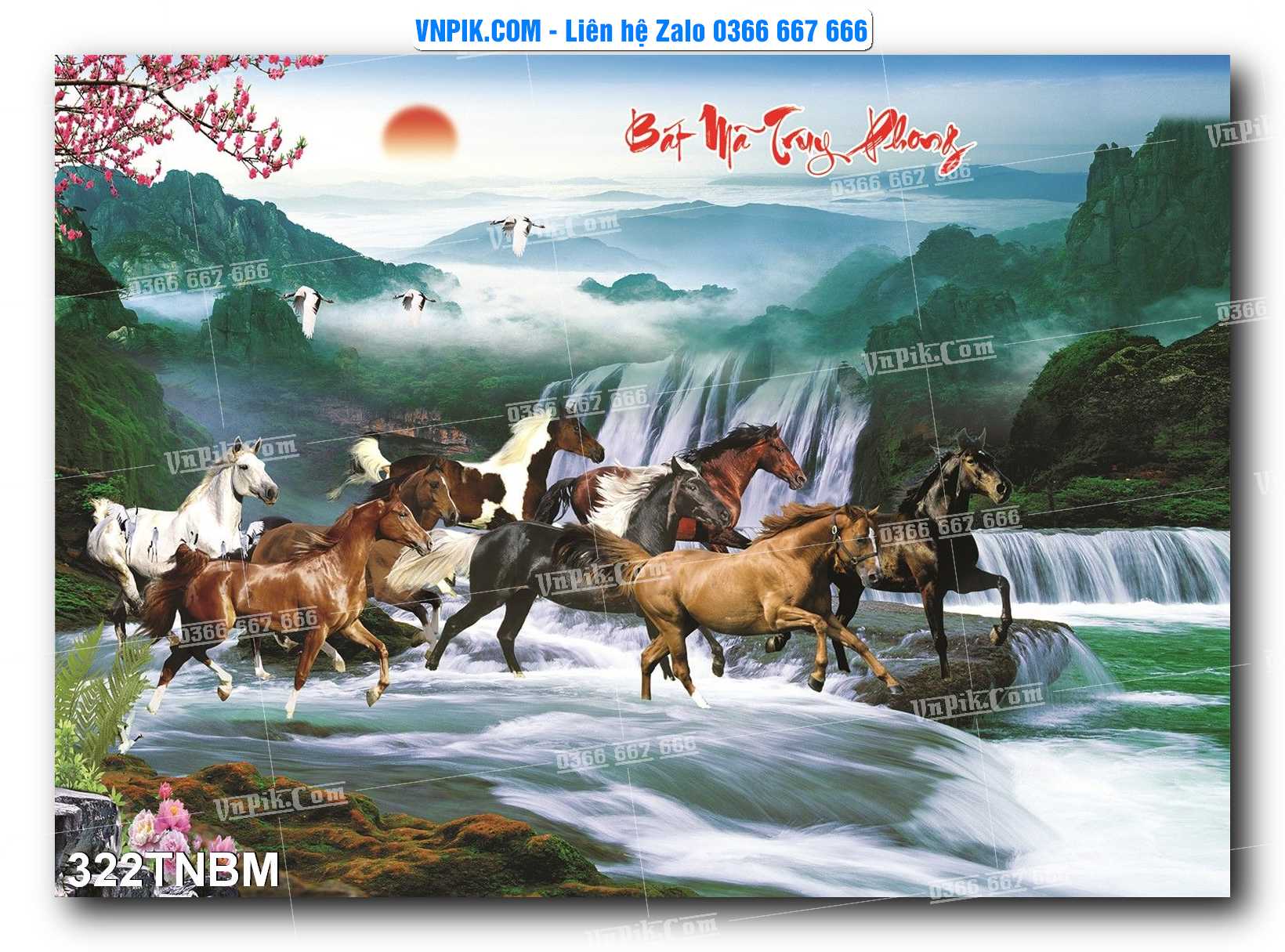Tranh Ngựa Bát Mã – Mã Đáo Thành Công Mã File 322TNBM