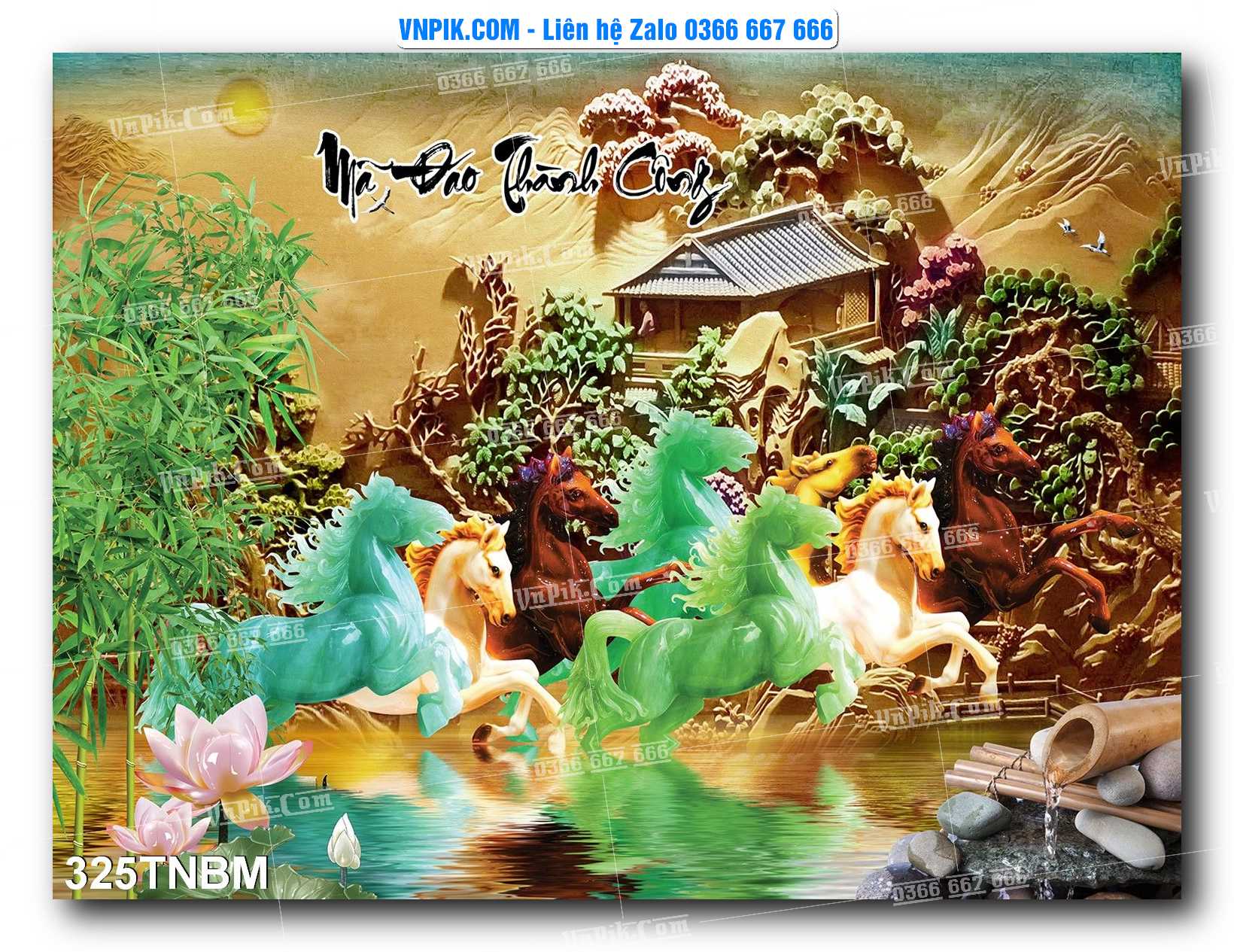Tranh Ngựa Bát Mã – Mã Đáo Thành Công Mã File 325TNBM