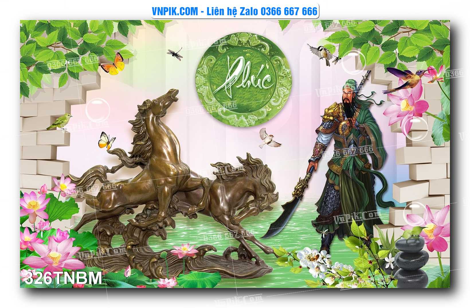 Tranh Ngựa Bát Mã – Mã Đáo Thành Công Mã File 326TNBM