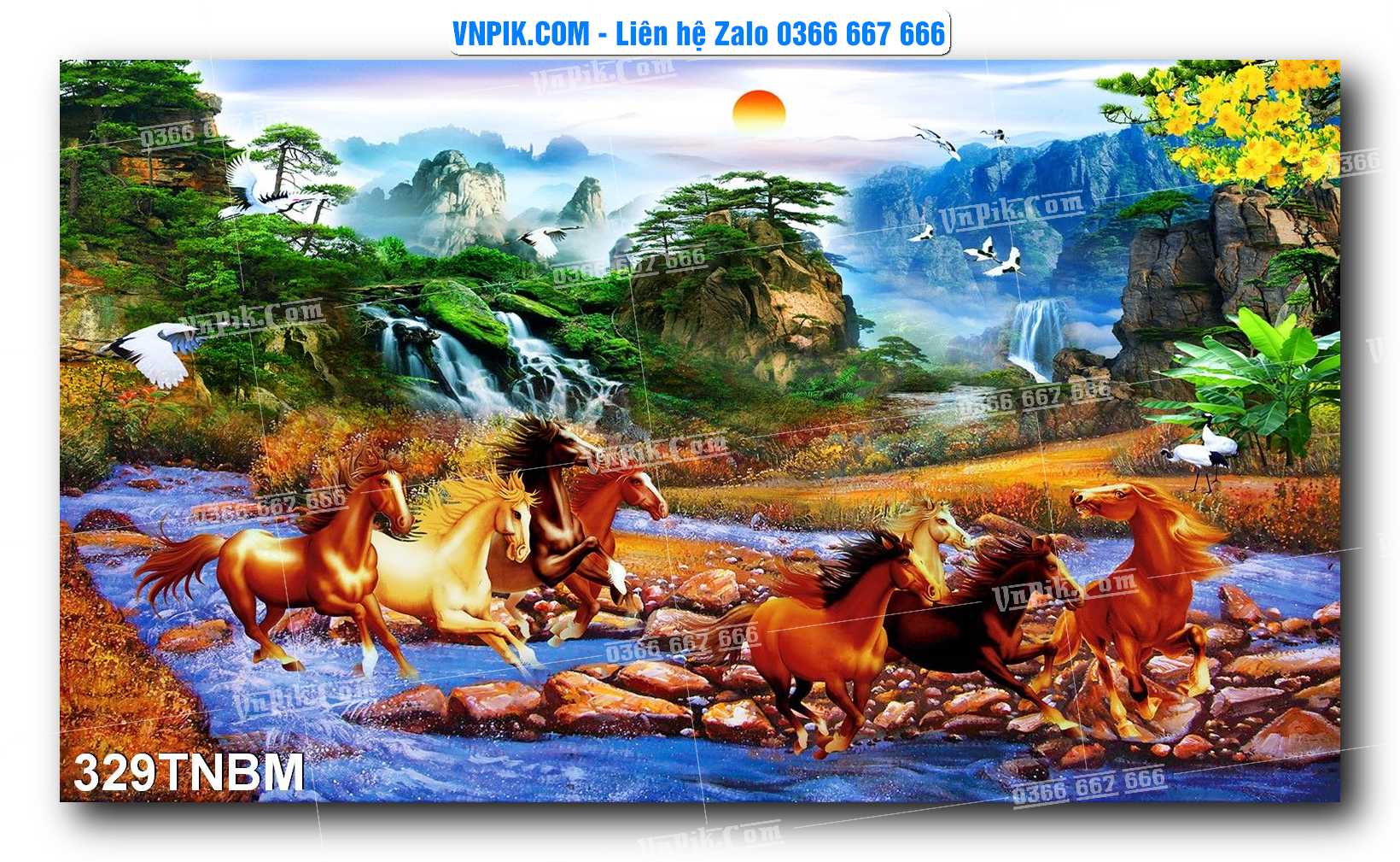 Tranh Ngựa Bát Mã – Mã Đáo Thành Công Mã File 329TNBM