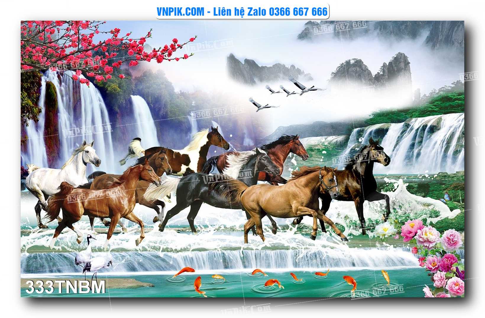 Tranh Ngựa Bát Mã – Mã Đáo Thành Công Mã File 333TNBM