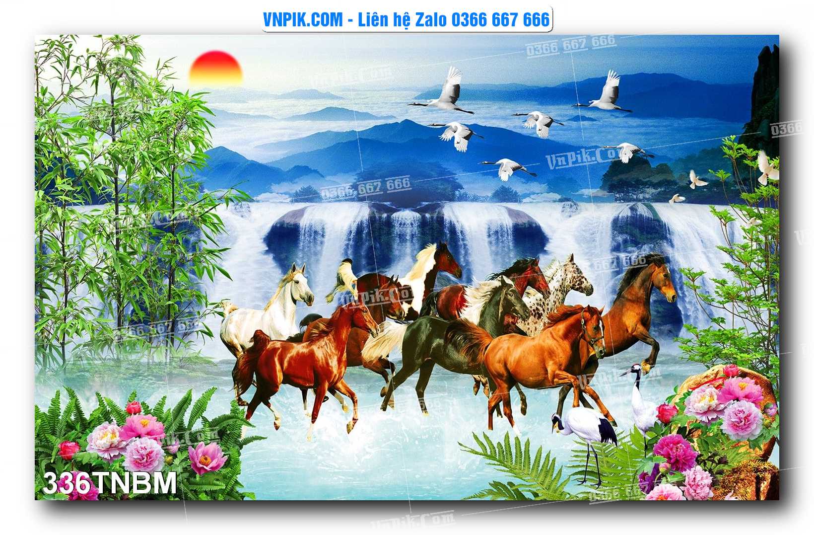 Tranh Ngựa Bát Mã – Mã Đáo Thành Công Mã File 336TNBM