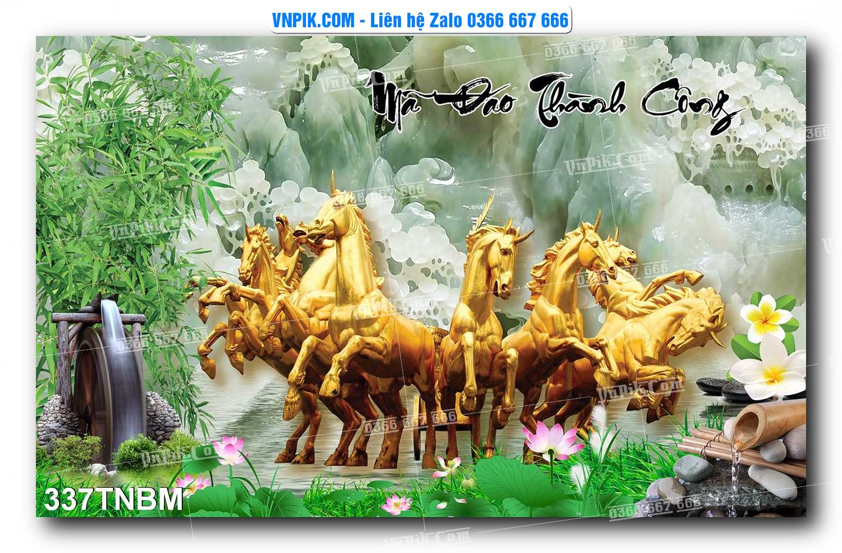 Tranh Ngựa Bát Mã – Mã Đáo Thành Công Mã File 337TNBM