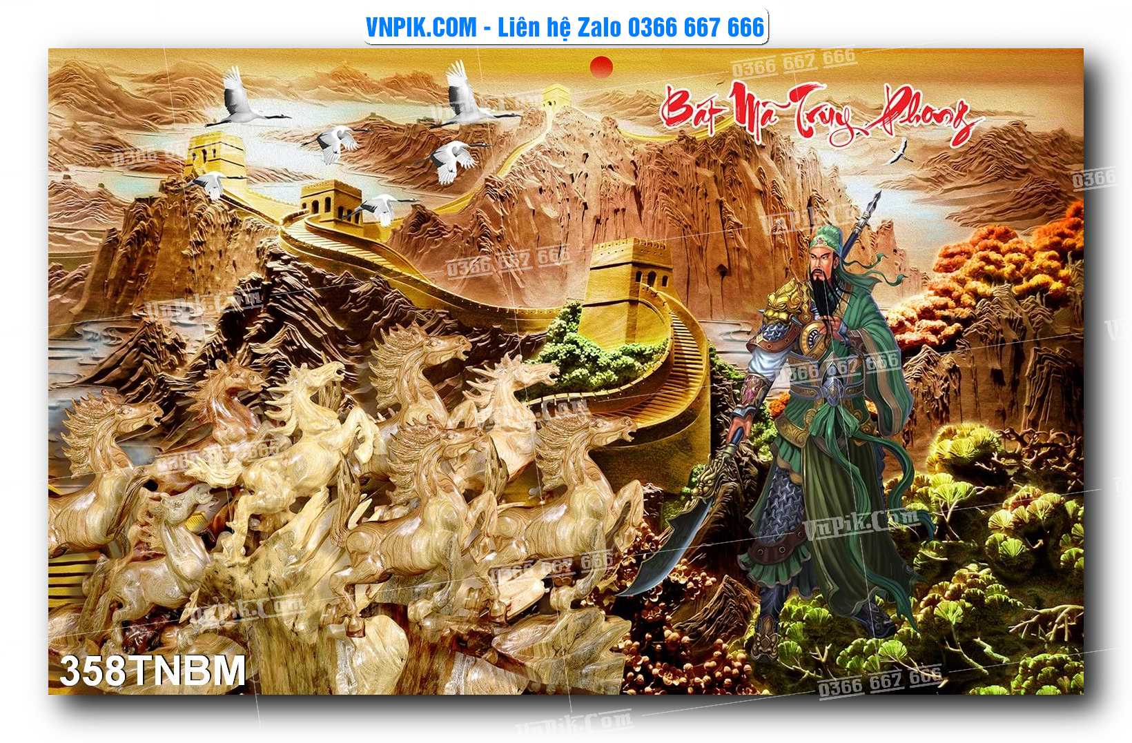 Tranh Ngựa Bát Mã – Mã Đáo Thành Công Mã File 358TNBM