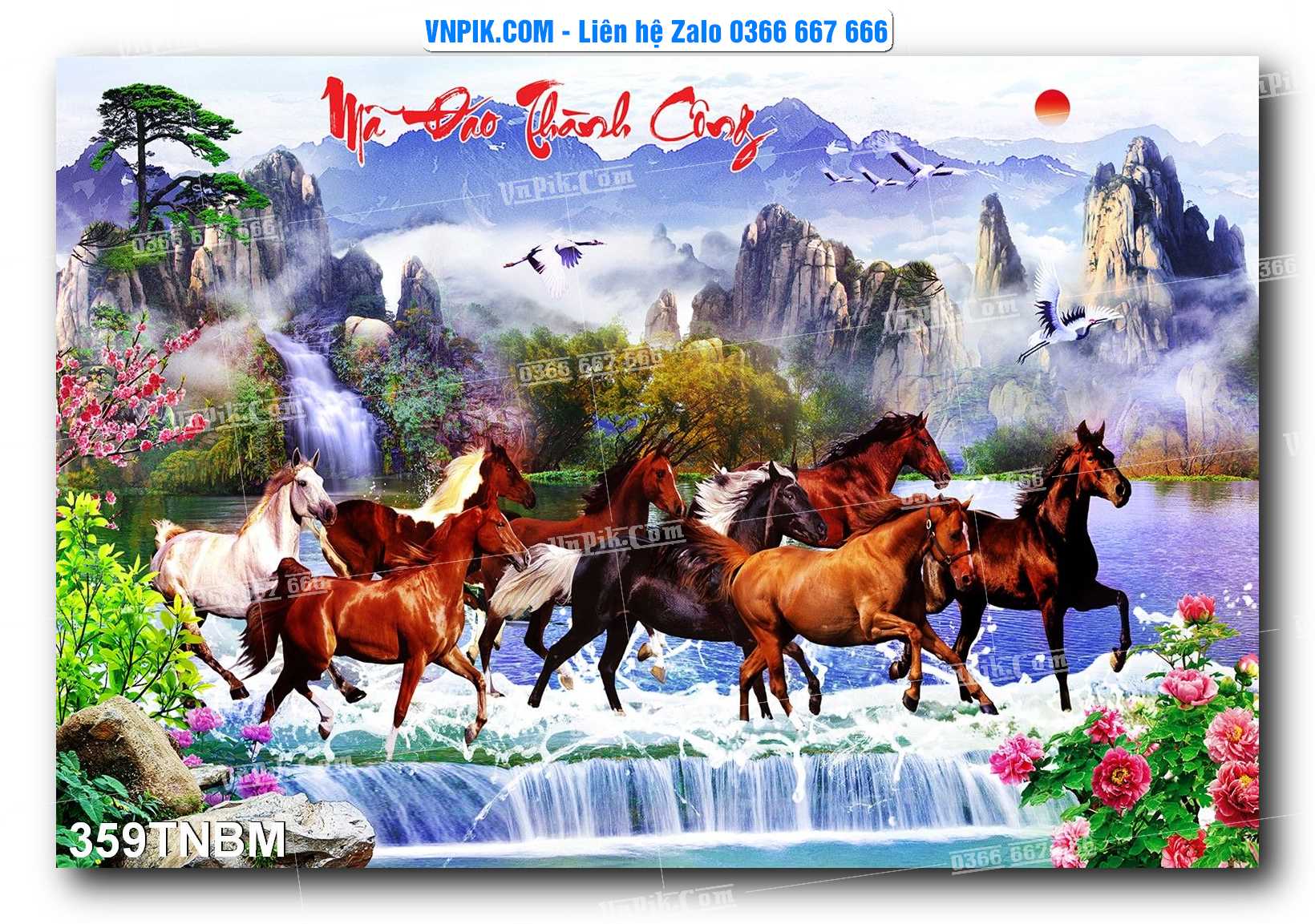 Tranh Ngựa Bát Mã – Mã Đáo Thành Công Mã File 359TNBM