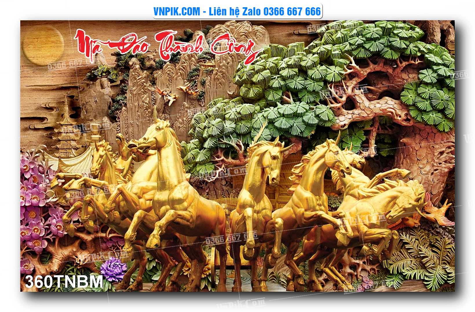 Tranh Ngựa Bát Mã – Mã Đáo Thành Công Mã File 360TNBM