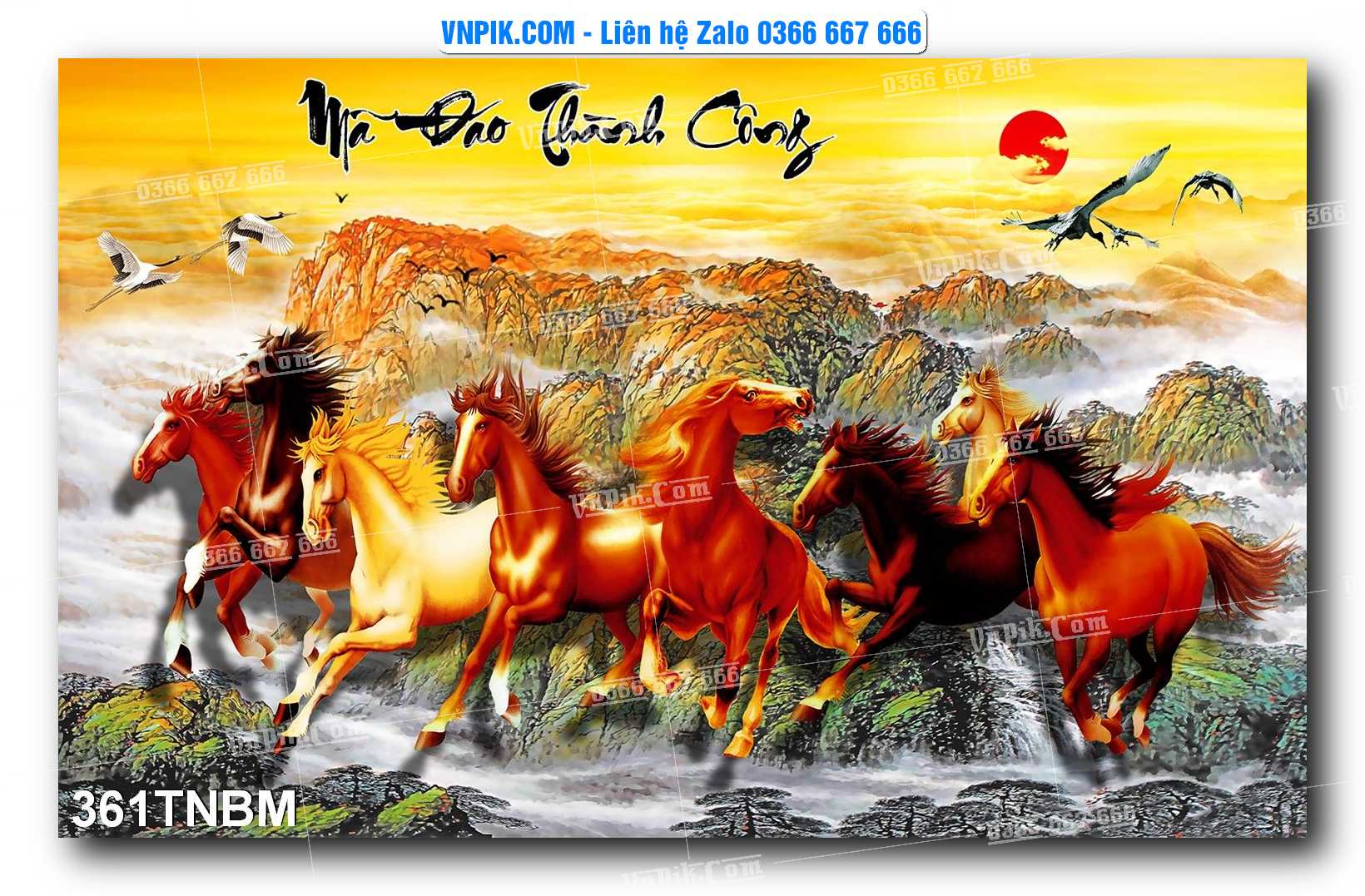 Tranh Ngựa Bát Mã – Mã Đáo Thành Công Mã File 361TNBM