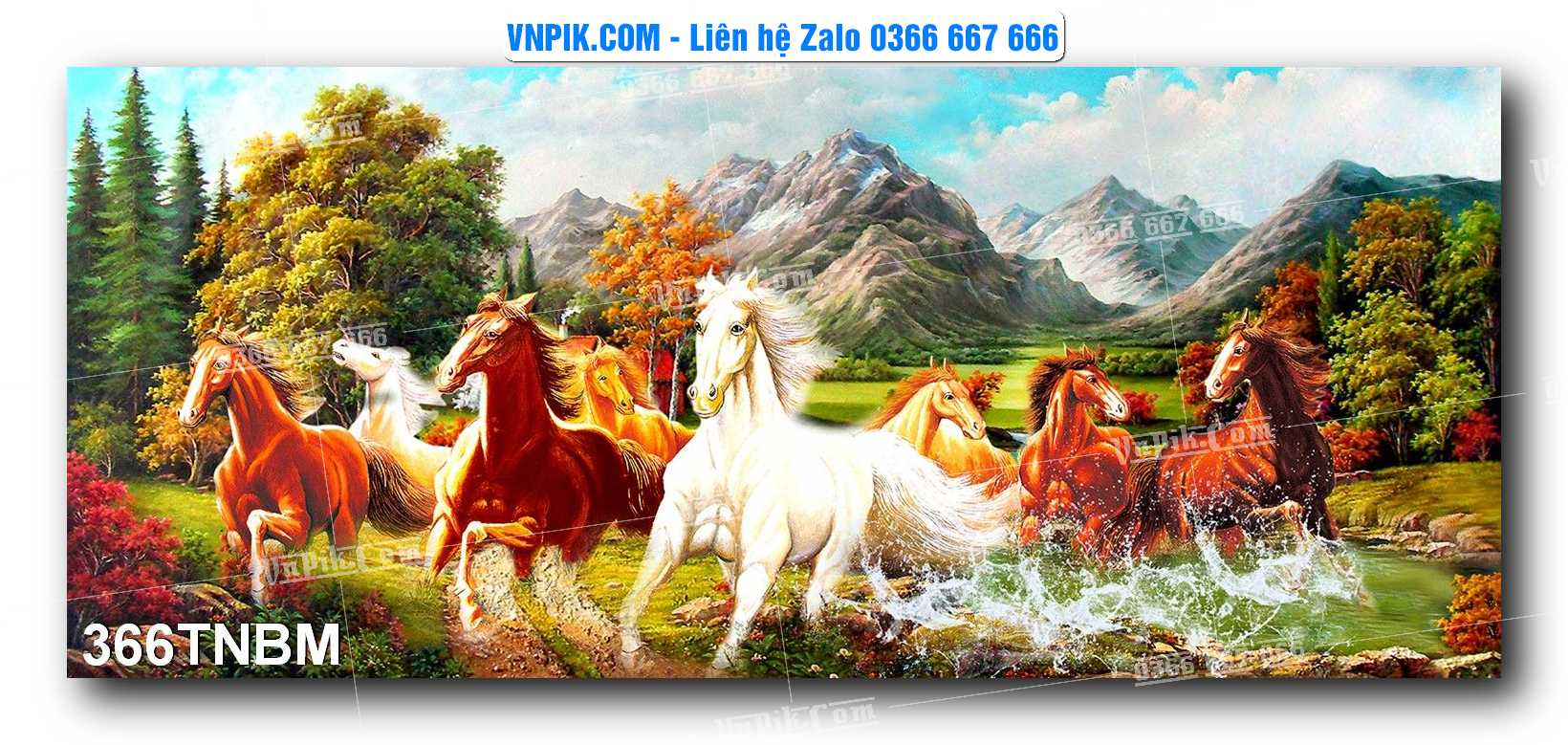 Tranh Ngựa Bát Mã – Mã Đáo Thành Công Mã File 366TNBM
