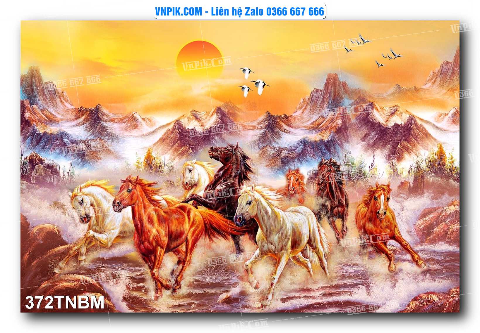 Tranh Ngựa Bát Mã – Mã Đáo Thành Công Mã File 372TNBM