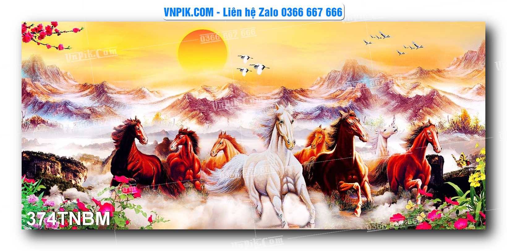 Tranh Ngựa Bát Mã – Mã Đáo Thành Công Mã File 374TNBM