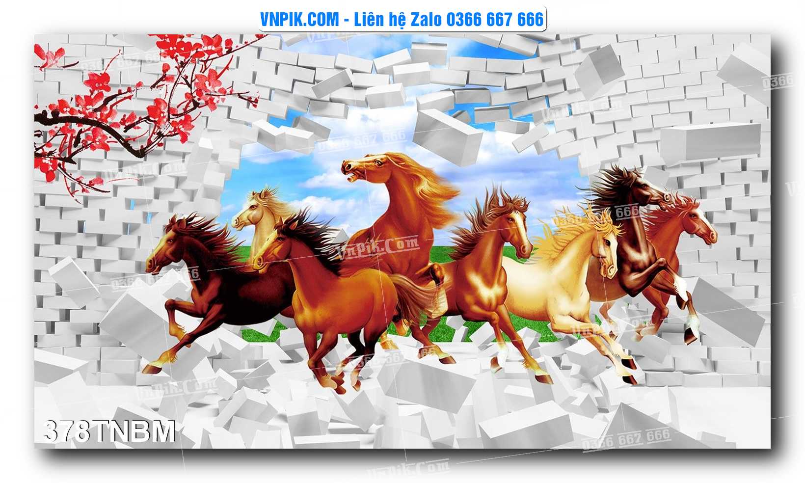 Tranh Ngựa Bát Mã – Mã Đáo Thành Công Mã File 378TNBM