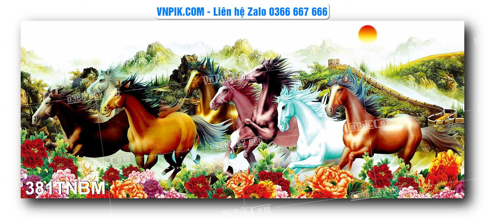 Tranh Ngựa Bát Mã – Mã Đáo Thành Công Mã File 381TNBM
