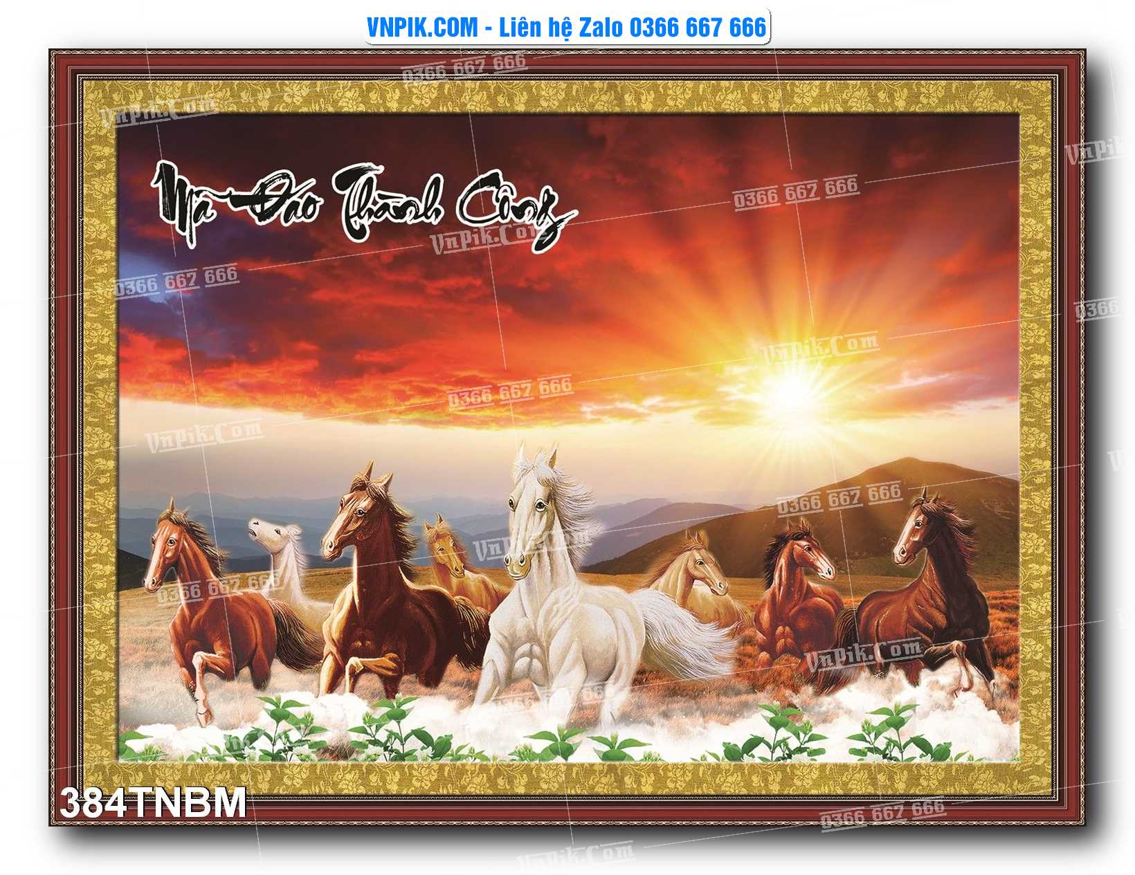 Tranh Ngựa Bát Mã – Mã Đáo Thành Công Mã File 384TNBM