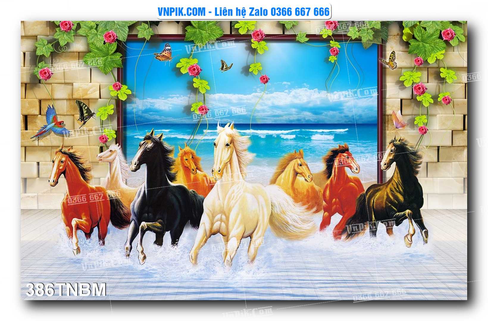 Tranh Ngựa Bát Mã – Mã Đáo Thành Công Mã File 386TNBM