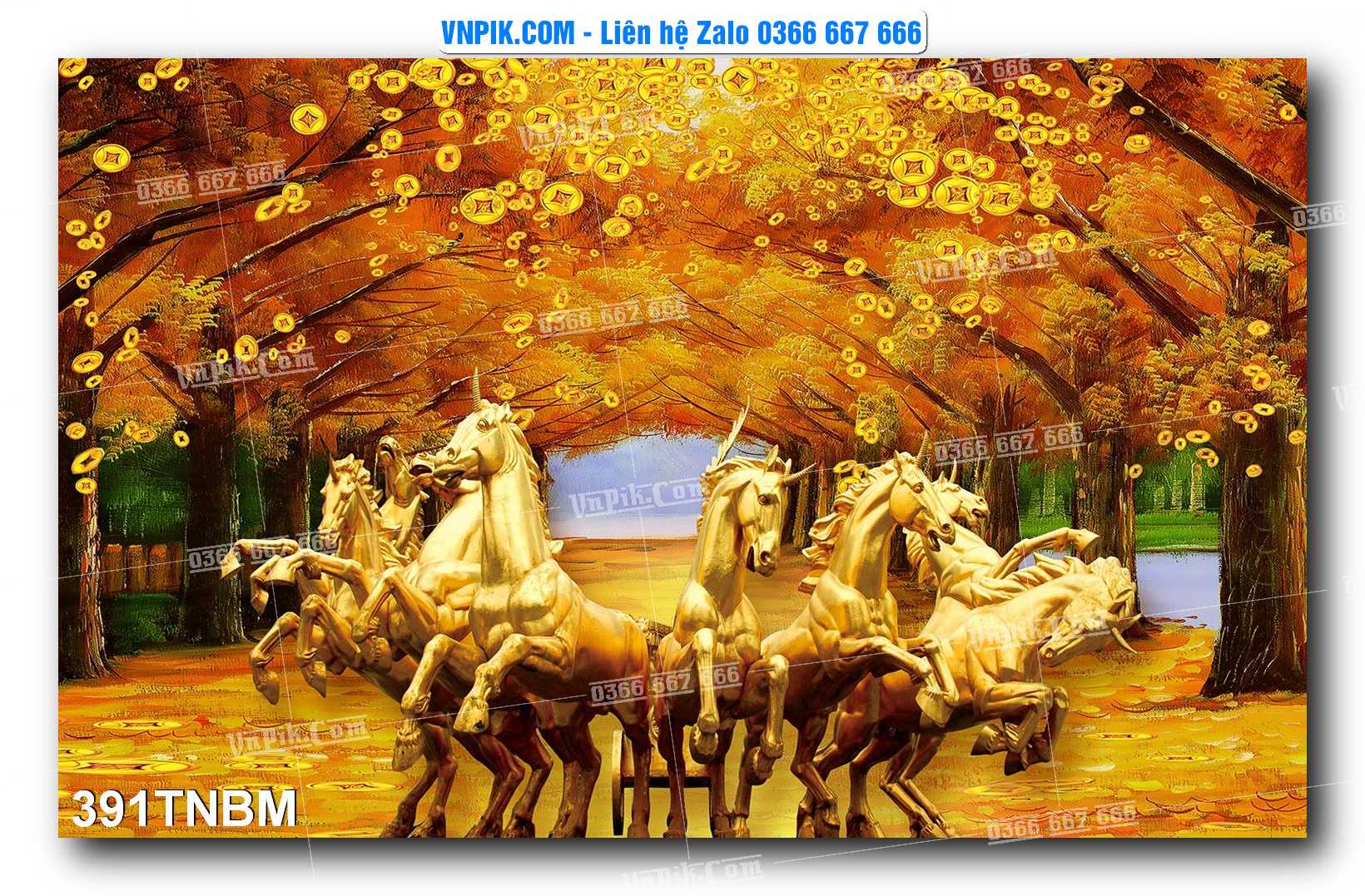 Tranh Ngựa Bát Mã – Mã Đáo Thành Công Mã File 391TNBM