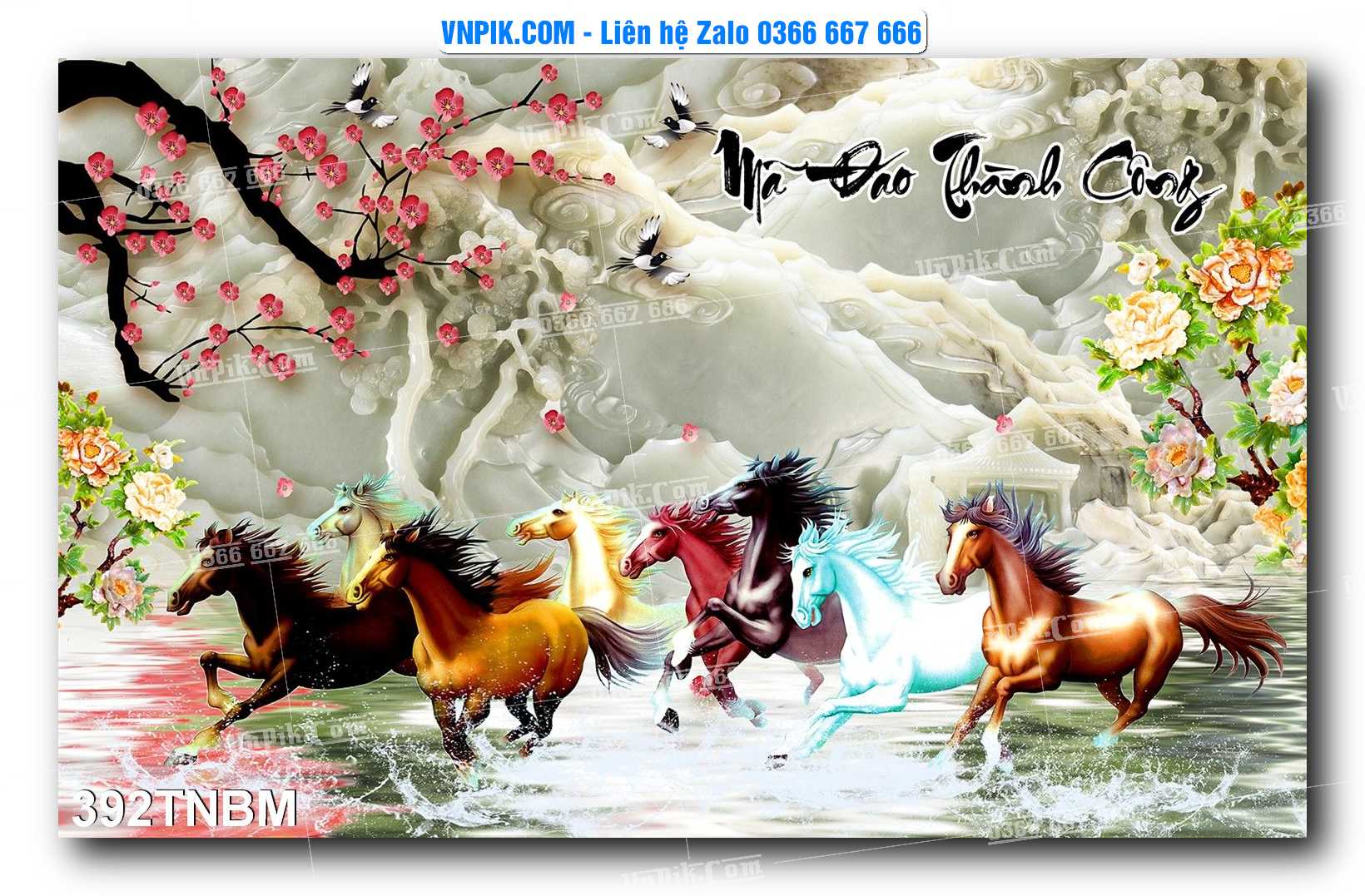 Tranh Ngựa Bát Mã – Mã Đáo Thành Công Mã File 392TNBM