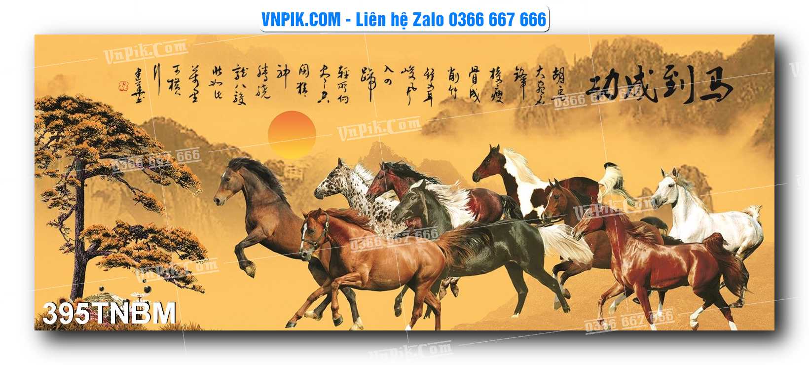 Tranh Ngựa Bát Mã – Mã Đáo Thành Công Mã File 395TNBM